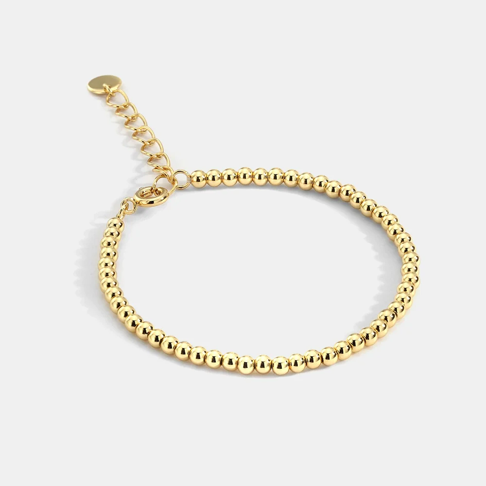 Women's Copper Electroplated Bead Bracelet With Real Gold Plating And Geometric Style