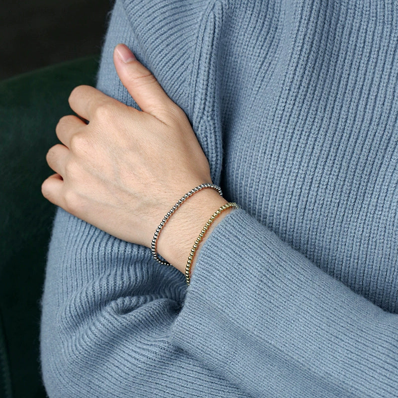 Women's Copper Electroplated Bead Bracelet With Real Gold Plating And Geometric Style - Image 3