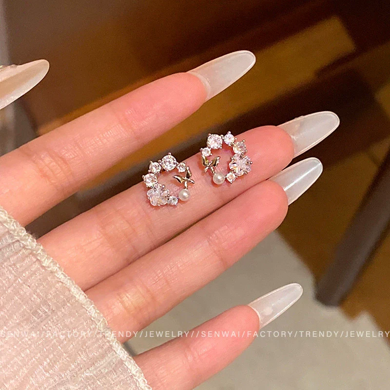 Women's Copper Electroplated Insect Shaped Butterfly Earrings With Micro Paved Zircon - Image 6