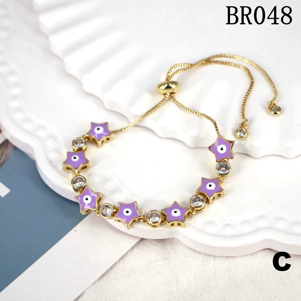 Women's Copper Geometric Devil's Eye Enamel Microinlaid Zircon Electroplated Bracelet - Image 11