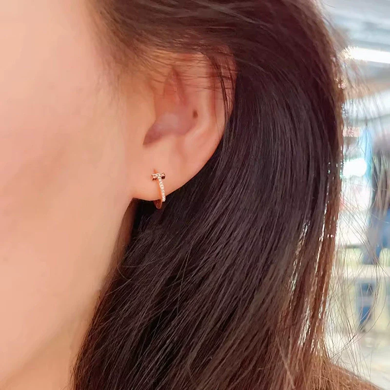 Women's Copper Geometric Earrings Set With Zirconia Elegant Jewelry - Image 3