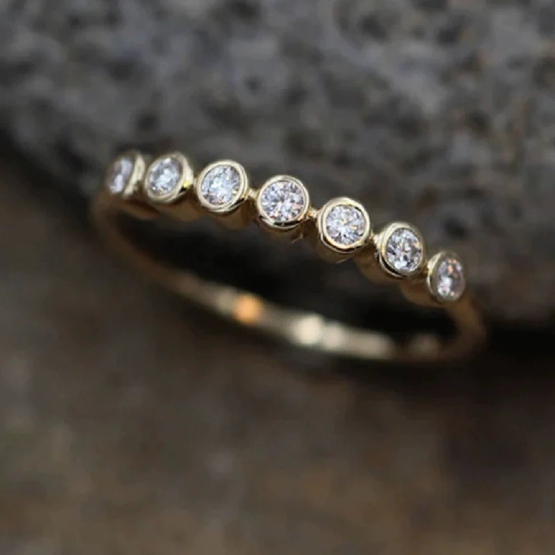 Women's Copper Geometric Inlaid Zircon Thin Ring Luxury Engagement Wedding Ring Accessories - Image 2