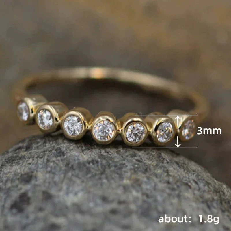 Women's Copper Geometric Inlaid Zircon Thin Ring Luxury Engagement Wedding Ring Accessories - Image 5