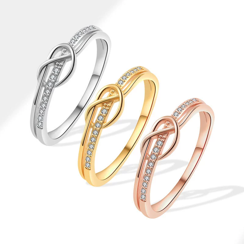Women's Copper Geometric Knotted Ring Light Luxury Niche Design Electroplating