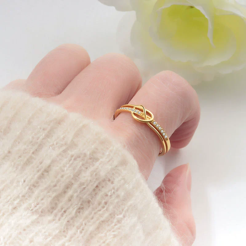Women's Copper Geometric Knotted Ring Light Luxury Niche Design Electroplating - Image 3