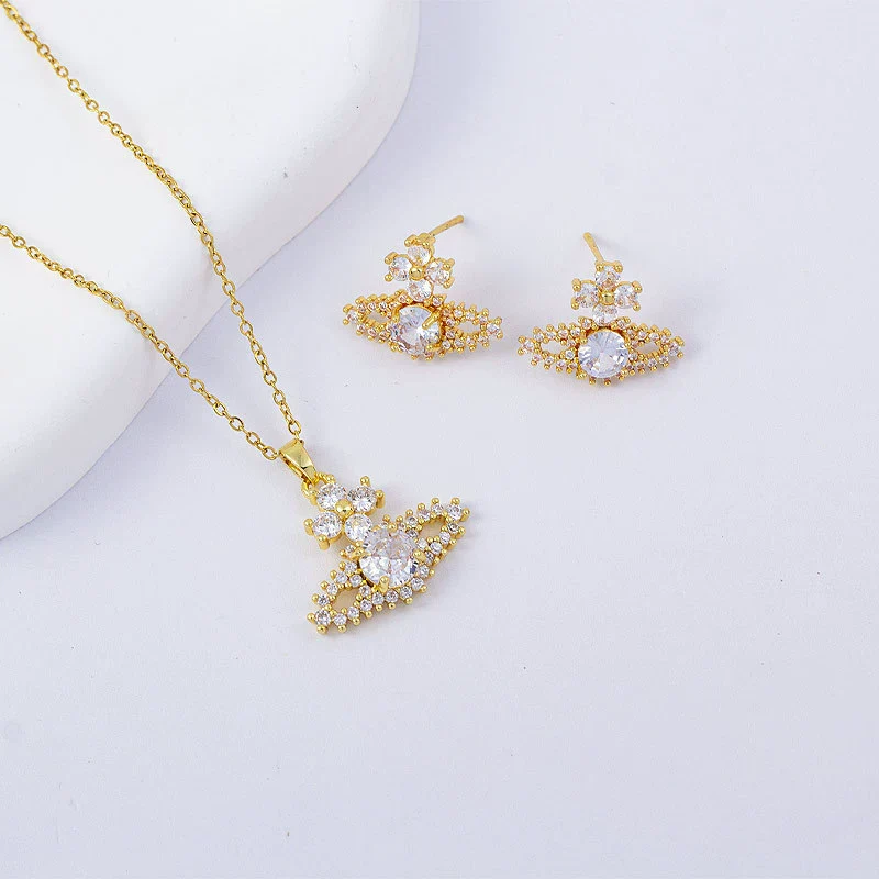 Women's Copper Geometric Light Luxury Electroplated Pendant Necklace With O Word Chain - Image 14