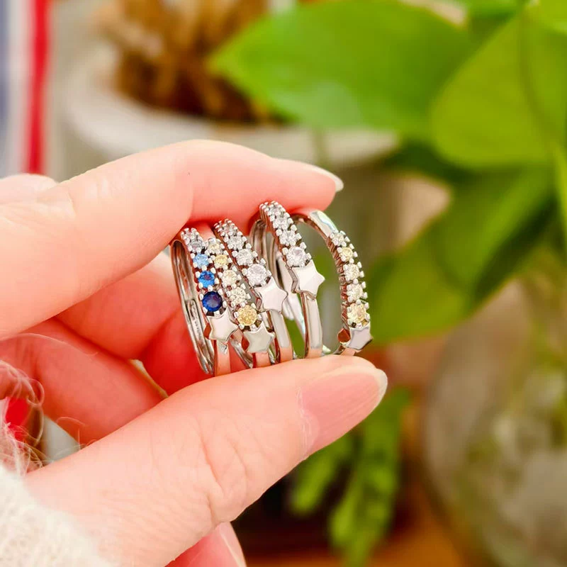 Women's Copper Geometric Meteor Zircon Ring Electroplated Simple Fashion - Image 2