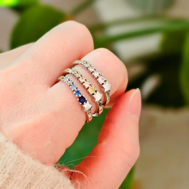 Women's Copper Geometric Meteor Zircon Ring Electroplated Simple Fashion - Image 4