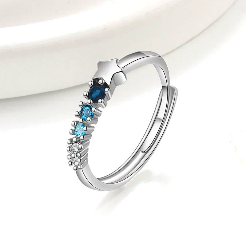 Women's Copper Geometric Meteor Zircon Ring Electroplated Simple Fashion - Image 6