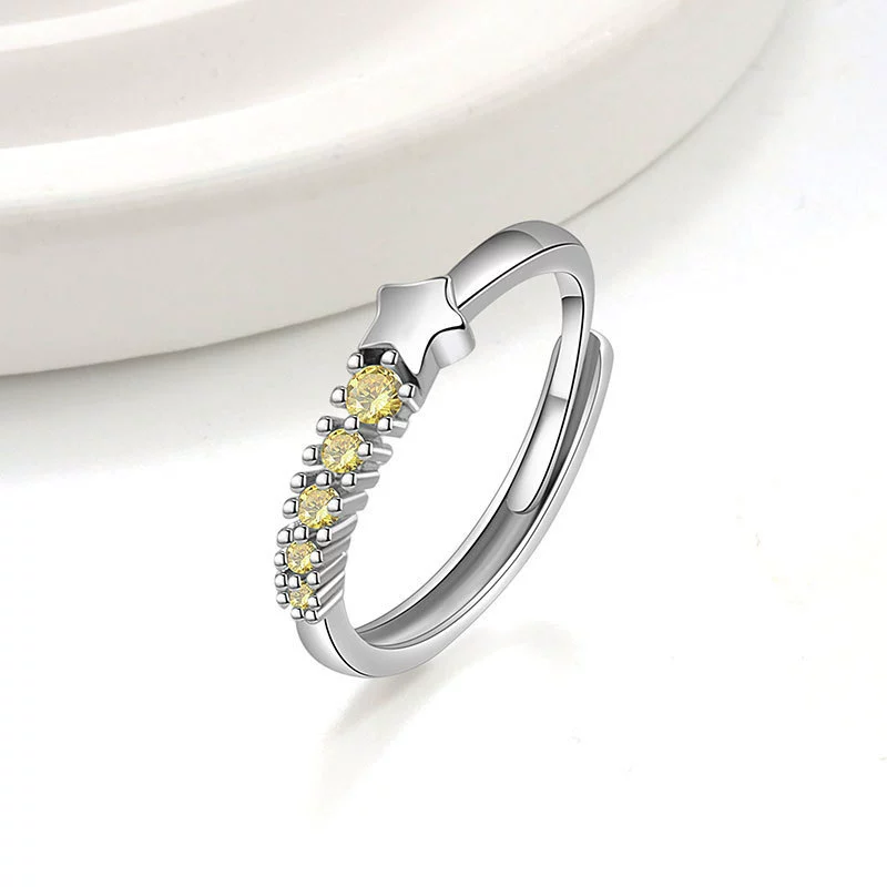 Women's Copper Geometric Meteor Zircon Ring Electroplated Simple Fashion - Image 8