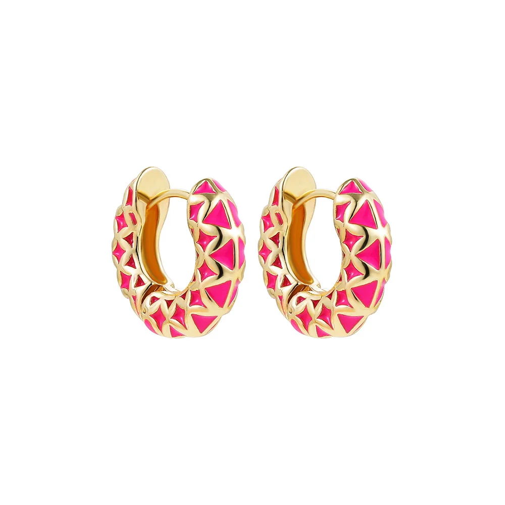 Women's Copper Geometric Rhombus Diamond Earrings - Image 5
