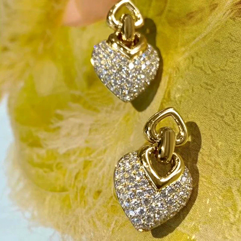 Women's Copper Heart Shaped Geometric Earrings Elegant Jewelry - Image 3