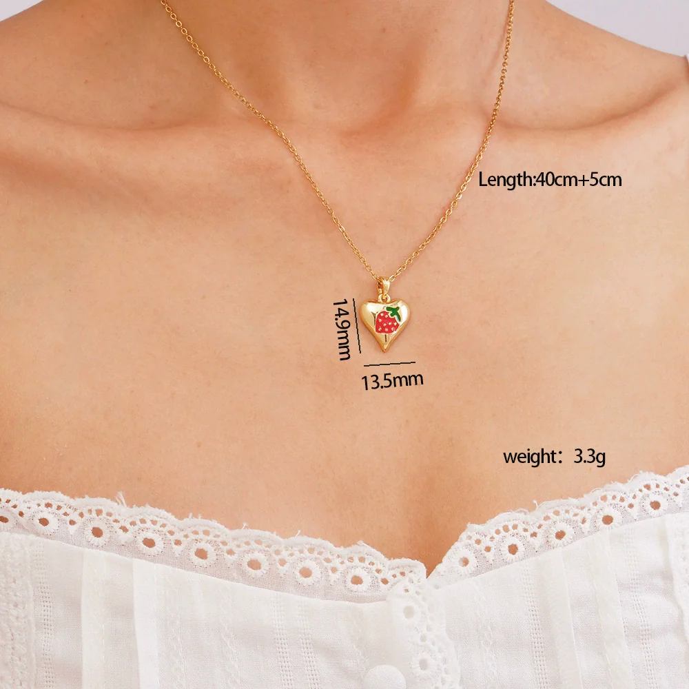 Women's Copper Inlaid Zircon Fruit Pendant Necklace Electroplated Light Luxury Style - Image 13