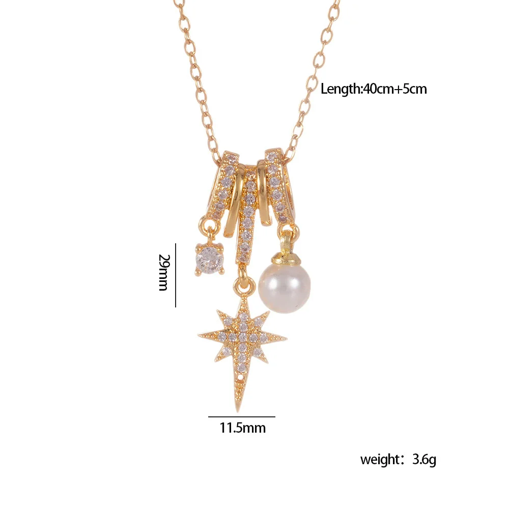 Women's Copper Inlaid Zircon Star Butterfly Pendant Necklace With Rhombus Animal Zodiac Pattern And Electroplating Process - Image 5
