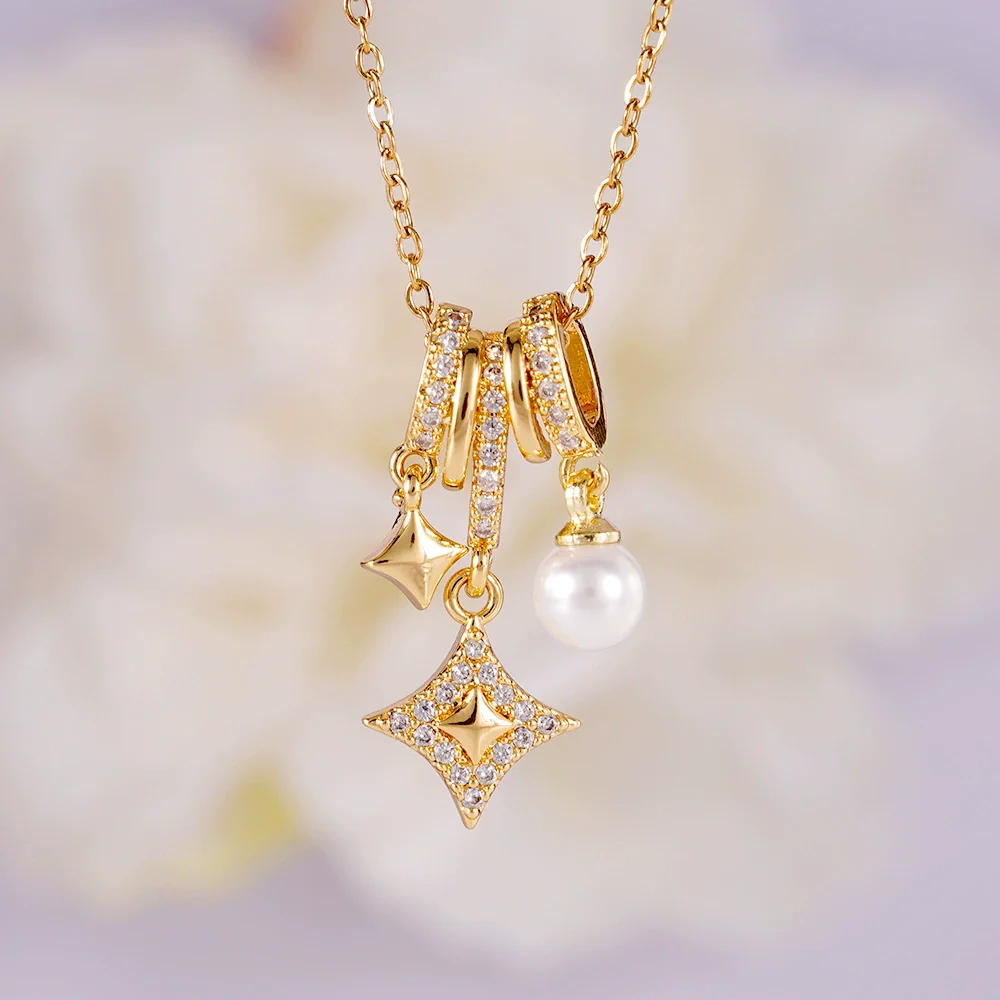 Women's Copper Inlaid Zircon Star Butterfly Pendant Necklace With Rhombus Animal Zodiac Pattern And Electroplating Process - Image 8