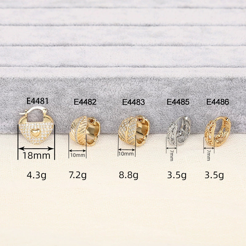 Women's Copper Metal Electroplated Geometric Heart Shape Leaves Zirconia Earrings - Image 4