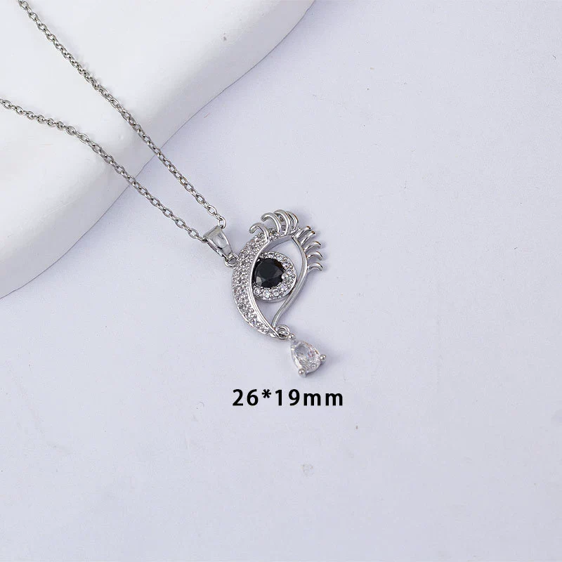 Women's Copper O Word Chain Necklace With Evil Eye Pendant And Electroplating Design - Image 6