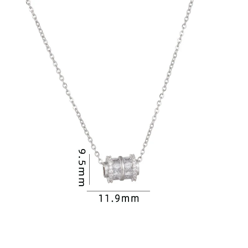 Women's Copper Ochain Mixed Gem Inlay Geometric Pendant Necklace With Electroplating - Image 5