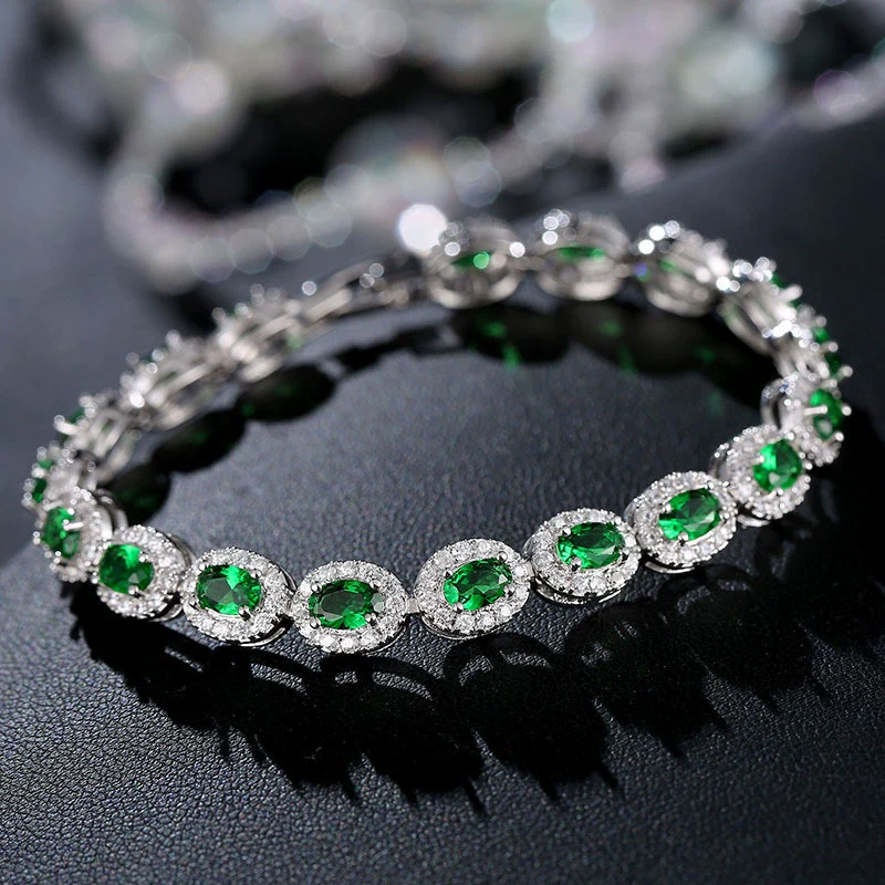 Women's Copper Oval Zircon And Glass Fashion Drop Shape Bracelet - Image 2