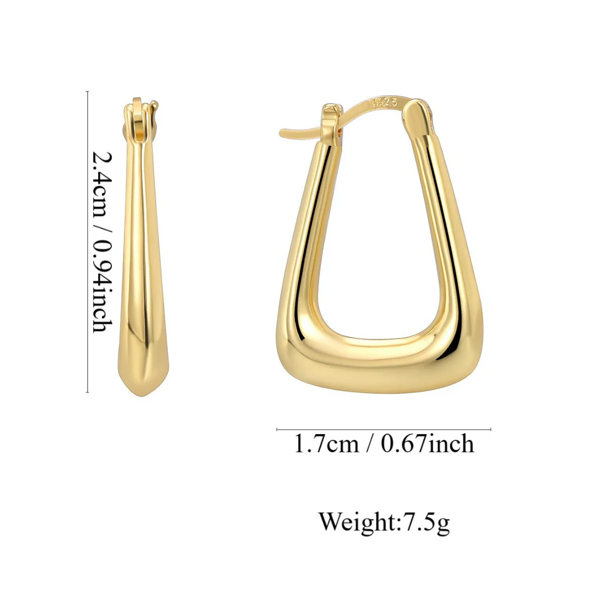 Women's Copper Plated Real Gold Geometric Triangle Earrings - Image 3