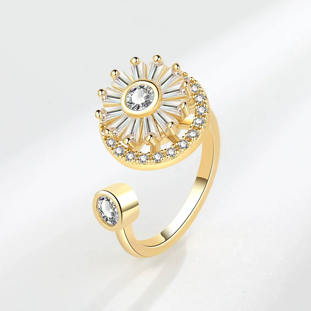Women's Copper Rotating Ring With Geometric Pattern And Electroplating Process - Image 7