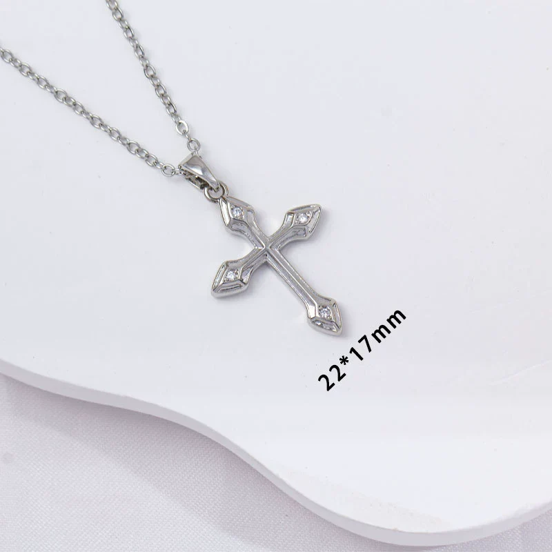 Women's Copper Titanium Steel Simple Cross Pendant O Word Chain Electroplated Light Luxury Clavicle Chain Jewelry - Image 3
