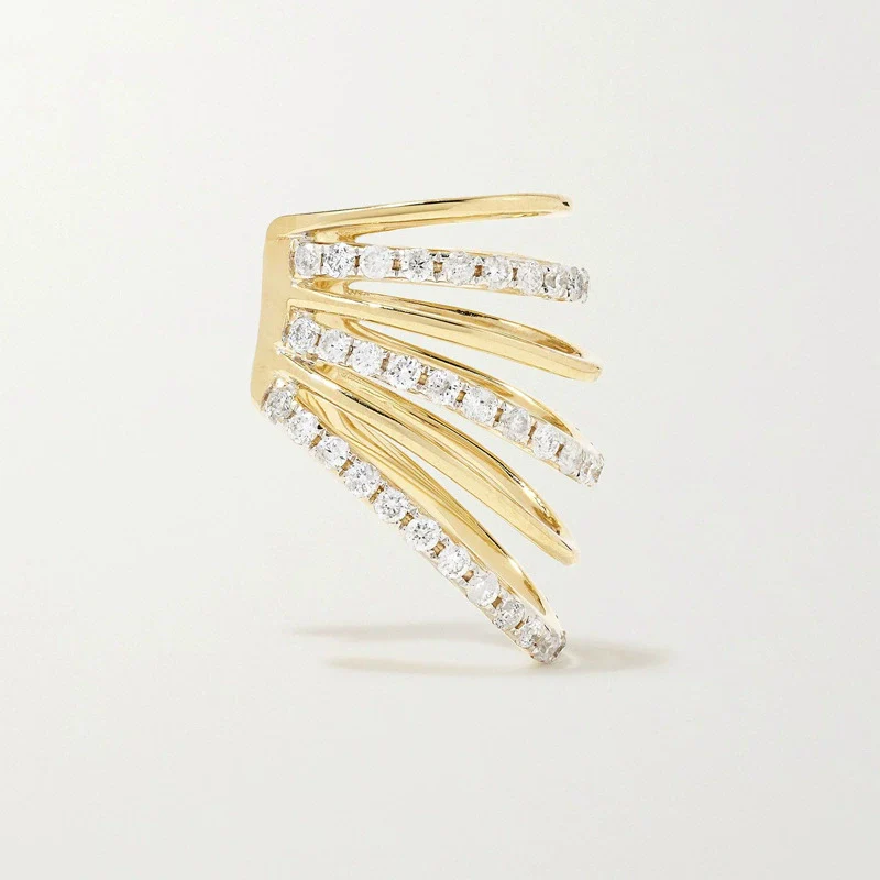 Women's Copper Ushape Electroplated Spiral Zircon Ear Clip Earrings - Image 3