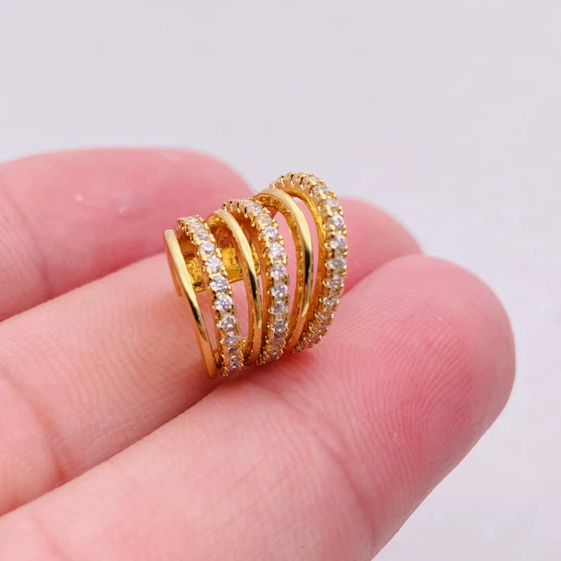 Women's Copper Ushape Electroplated Spiral Zircon Ear Clip Earrings - Image 4