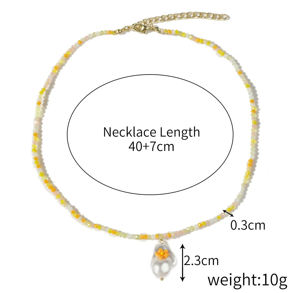 Women's Crystal Beaded Handmade Shell Necklace With Flower Pattern - Image 15