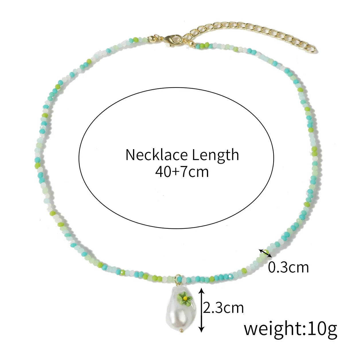 Women's Crystal Beaded Handmade Shell Necklace With Flower Pattern - Image 16