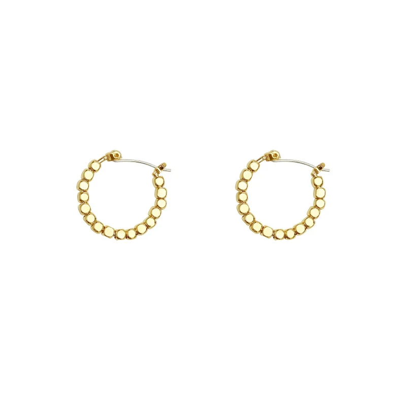 Women's Cshaped Semicircle Sequin Hollow Earrings Copper Alloy With Geometric Pattern And 14K Real Gold Electroplating - Image 2