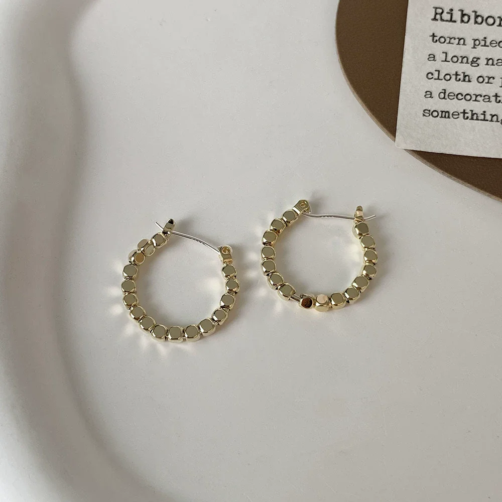 Women's Cshaped Semicircle Sequin Hollow Earrings Copper Alloy With Geometric Pattern And 14K Real Gold Electroplating - Image 3