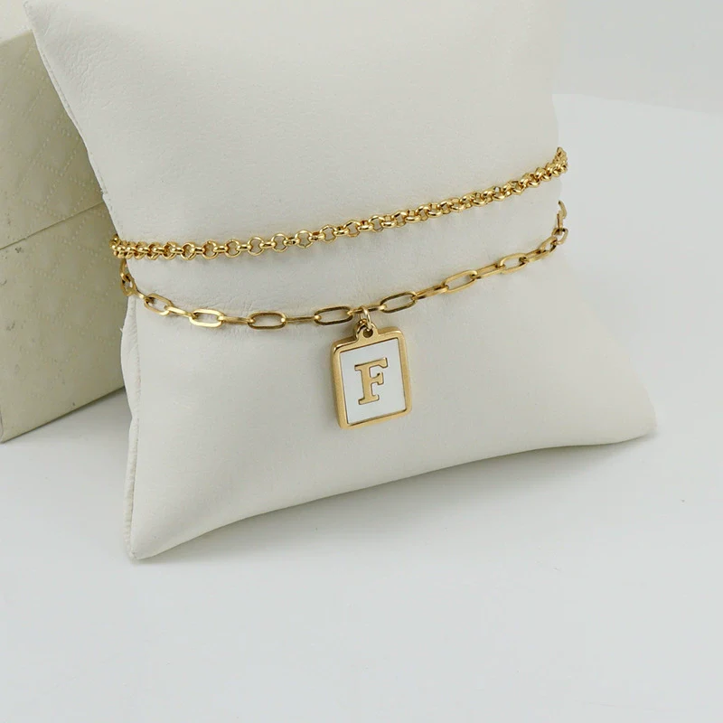 Women's Double Layer 316L Stainless Steel Letter Bracelet With Vacuum Plated Natural Shells - Image 10