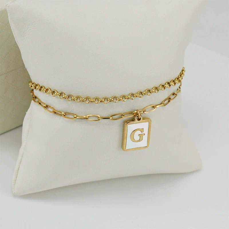 Women's Double Layer 316L Stainless Steel Letter Bracelet With Vacuum Plated Natural Shells - Image 11