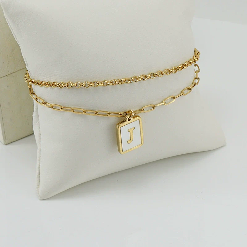 Women's Double Layer 316L Stainless Steel Letter Bracelet With Vacuum Plated Natural Shells - Image 14
