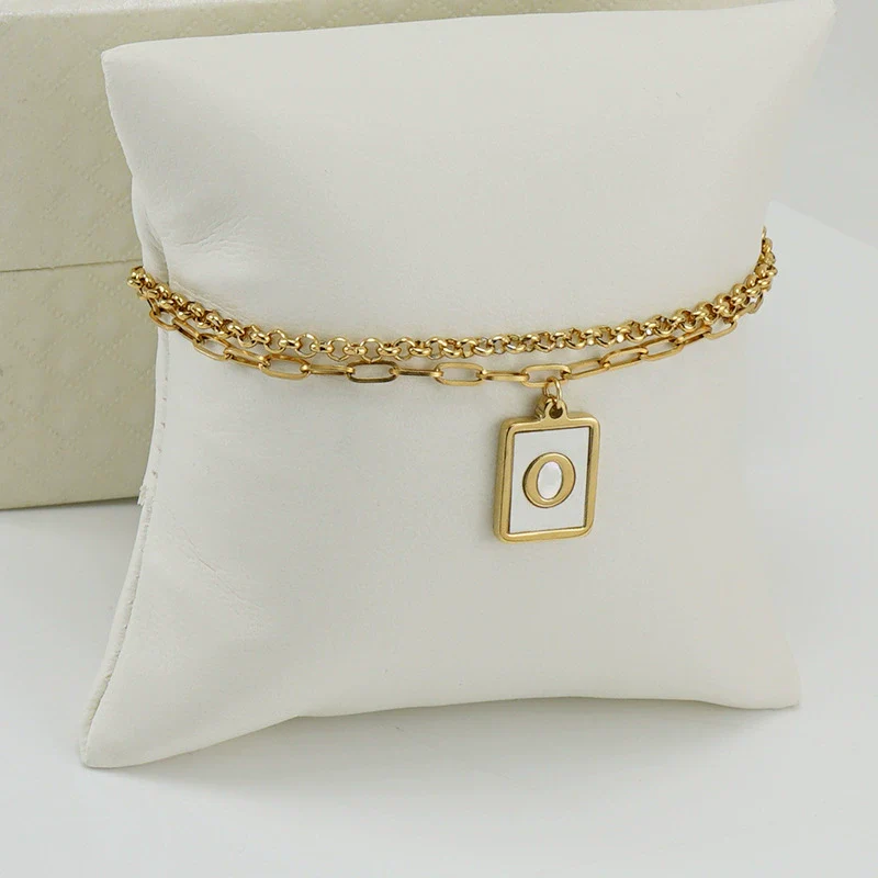 Women's Double Layer 316L Stainless Steel Letter Bracelet With Vacuum Plated Natural Shells - Image 18