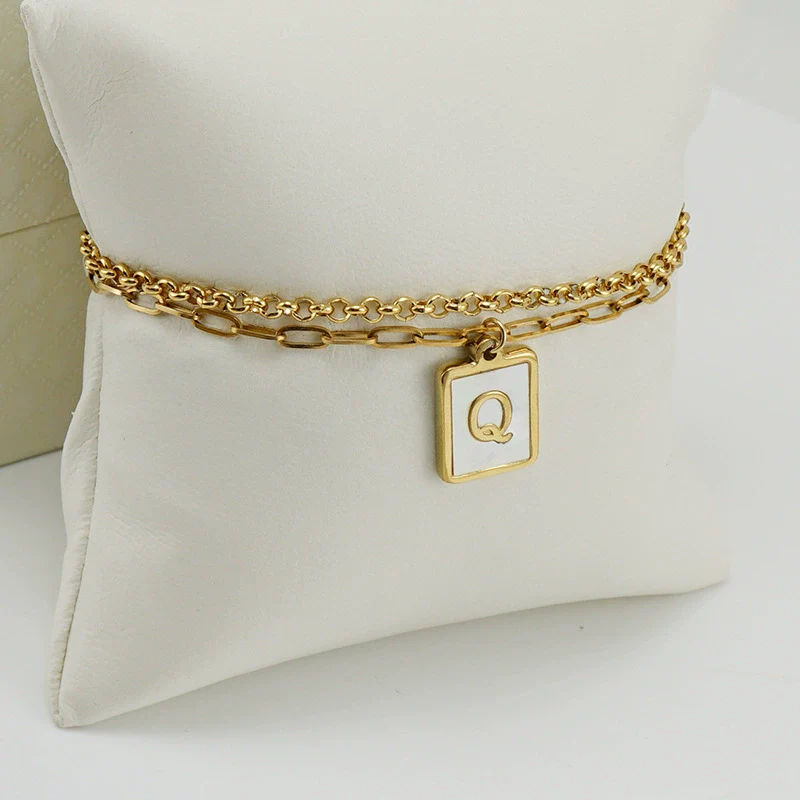 Women's Double Layer 316L Stainless Steel Letter Bracelet With Vacuum Plated Natural Shells - Image 20