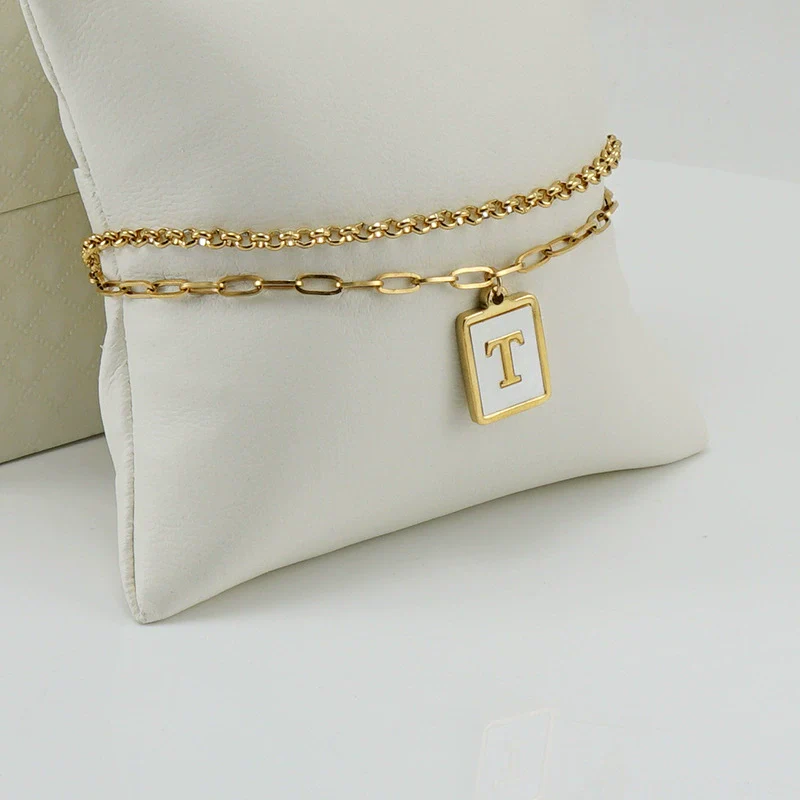Women's Double Layer 316L Stainless Steel Letter Bracelet With Vacuum Plated Natural Shells - Image 23