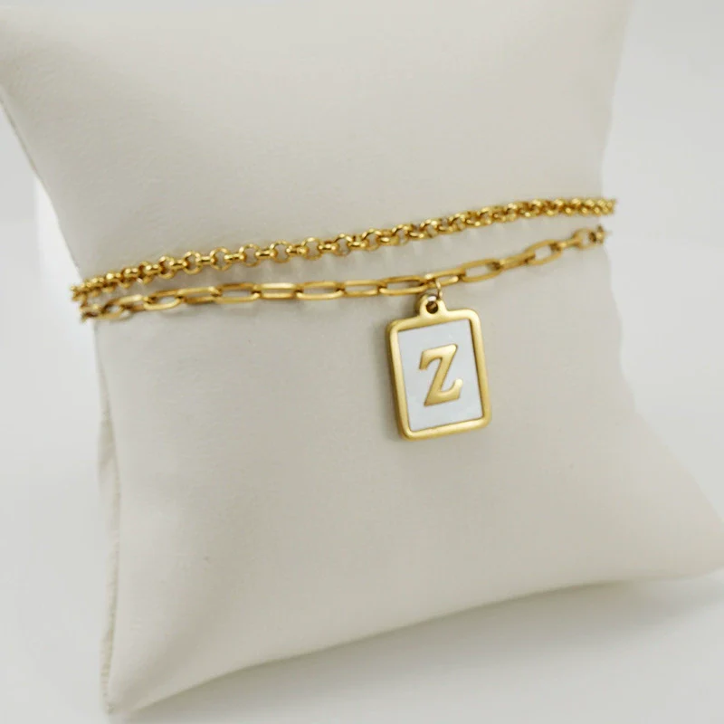 Women's Double Layer 316L Stainless Steel Letter Bracelet With Vacuum Plated Natural Shells - Image 29