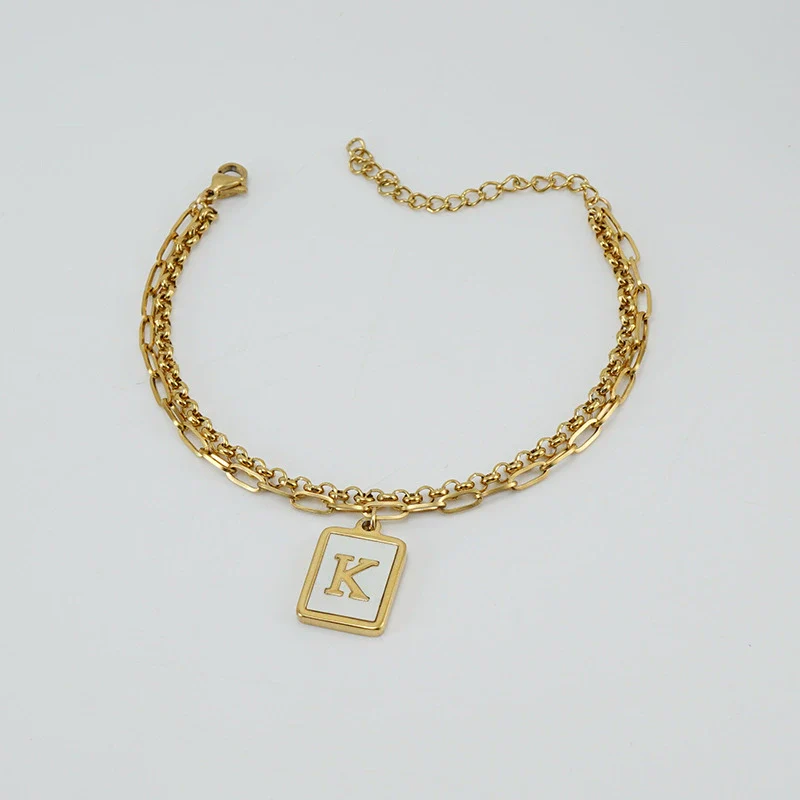 Women's Double Layer 316L Stainless Steel Letter Bracelet With Vacuum Plated Natural Shells - Image 3