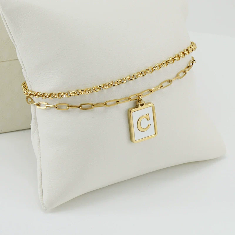 Women's Double Layer 316L Stainless Steel Letter Bracelet With Vacuum Plated Natural Shells - Image 7