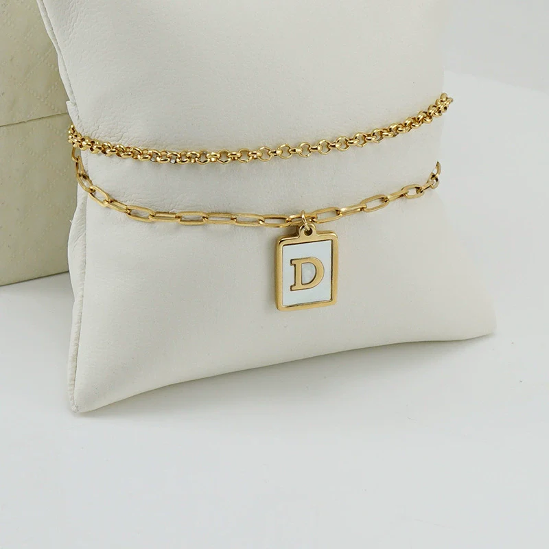 Women's Double Layer 316L Stainless Steel Letter Bracelet With Vacuum Plated Natural Shells - Image 8