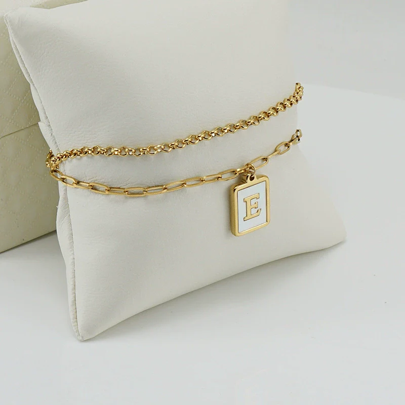 Women's Double Layer 316L Stainless Steel Letter Bracelet With Vacuum Plated Natural Shells - Image 9