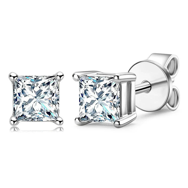 Women's Earrings S925 Sterling Silver Mosan Diamond Geometric Electroplating - Image 5