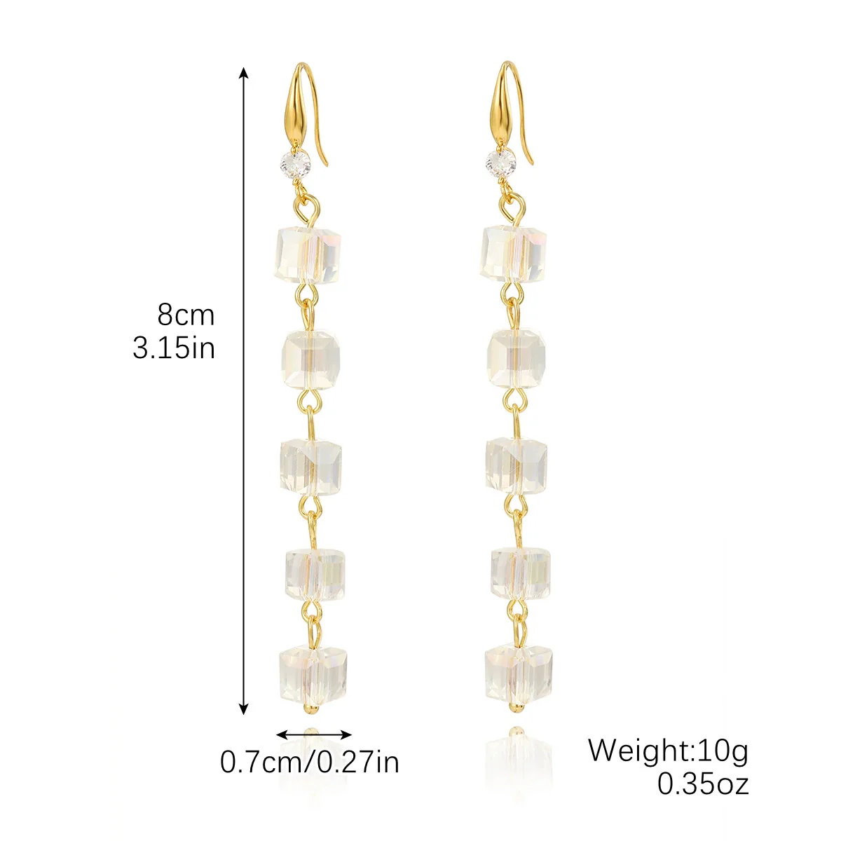 Women's Exquisite Artificial Crystal Earrings With Geometric Pattern In Light Luxury Style - Image 6
