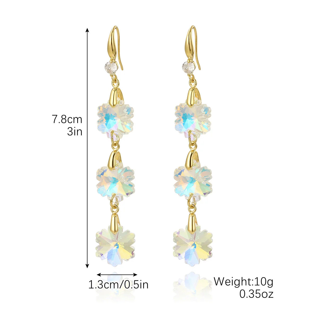 Women's Exquisite Artificial Crystal Earrings With Geometric Pattern In Light Luxury Style - Image 7
