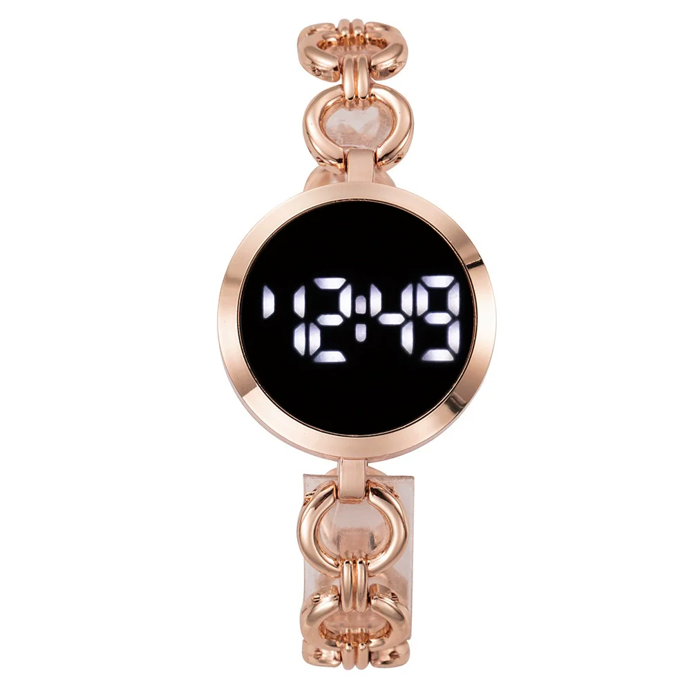 Women's Fashion Alloy Band Round Dial Electronic Pointer Touch Screen Chain Watch With Printed Logo - Image 8