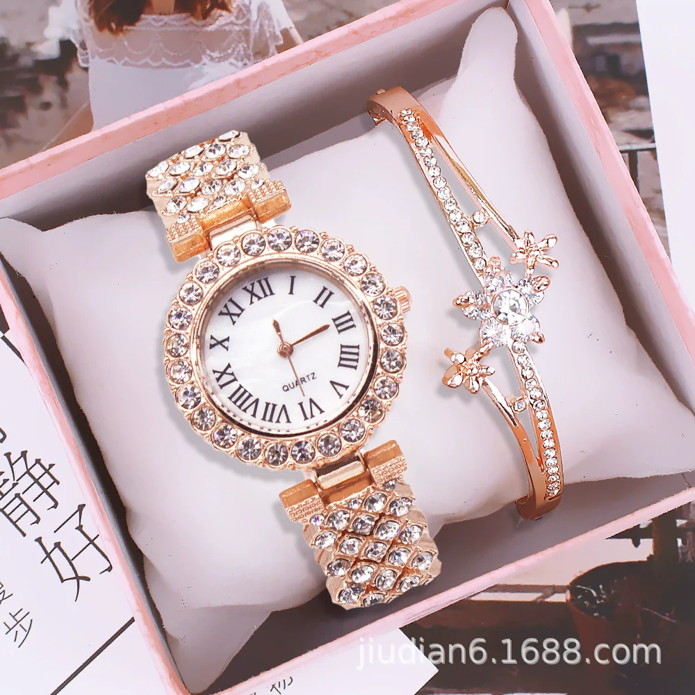 Women's Fashion Alloy Bracelet Wristwatch Set With Round Dial And Horseshoe Buckle - Image 11