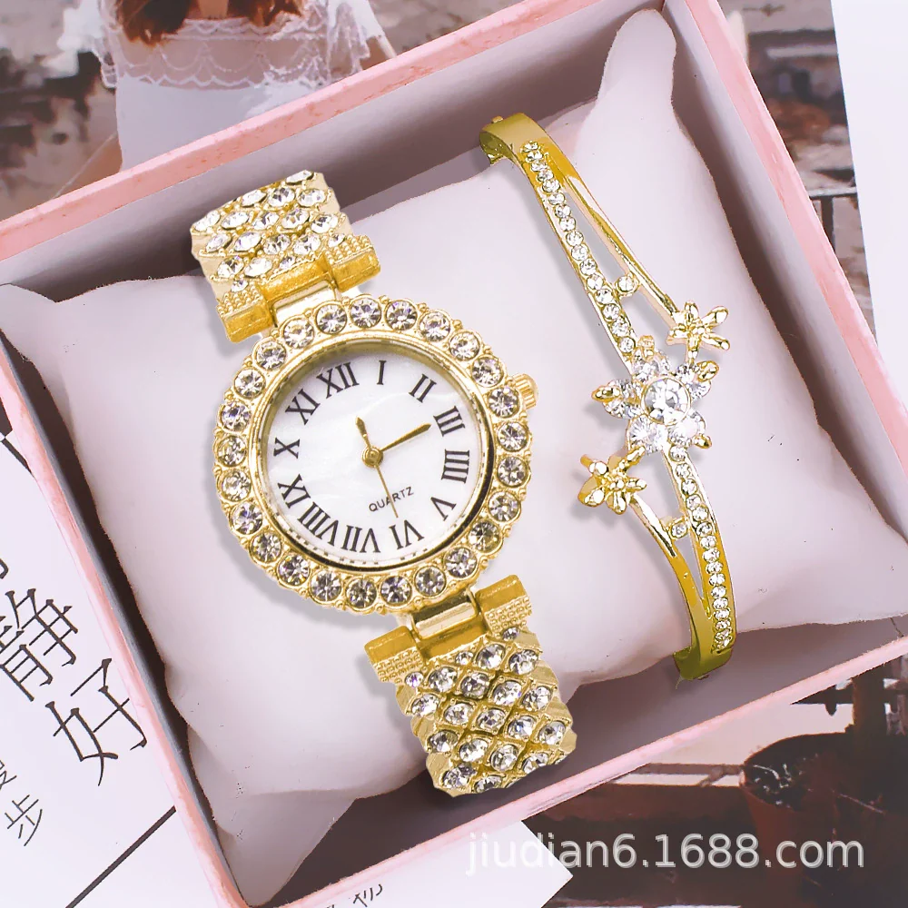 Women's Fashion Alloy Bracelet Wristwatch Set With Round Dial And Horseshoe Buckle - Image 9