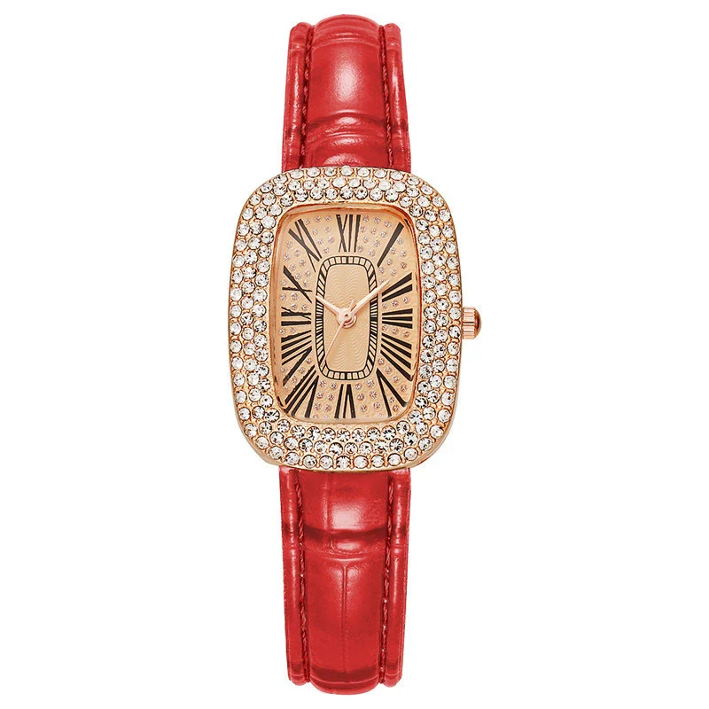 Women's Fashion Alloy Case Rectangular Quartz Belt Watch Set With Imitation Leather Strap And Stainless Steel Buckle - Image 11